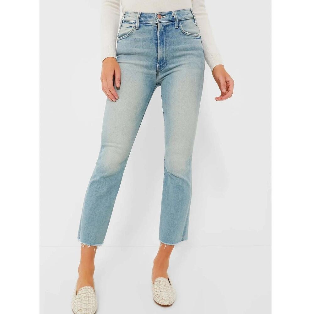 MOTHER The Hustler Ankle Fray Jeans in Au Revoir Ankle Crop Kick Flare Size 29